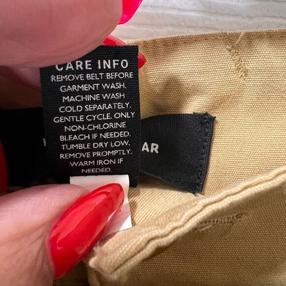 Who What Wear Khaki Wide Leg Belted Trousers Cotton‎ Pants Size 4 - Picture 8 of 8